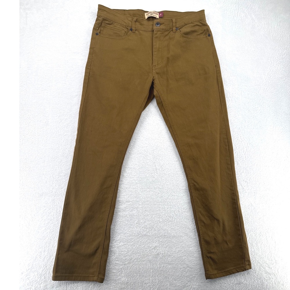 Hudson & Barrow‎ Mens Pants 34 x 30 Tobacco Brown Cotton Stretch Straight Chinos
